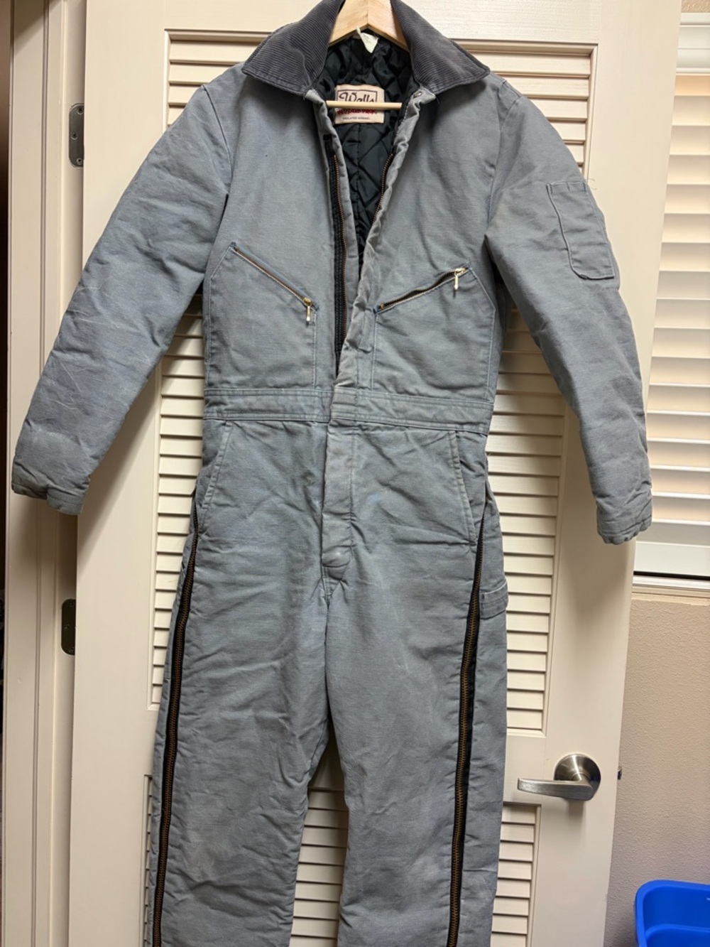 VTG Walls Blizzard-Pruf Insulated Coveralls Gray USA Workwear Zip Legs Small - Picture 15 of 16